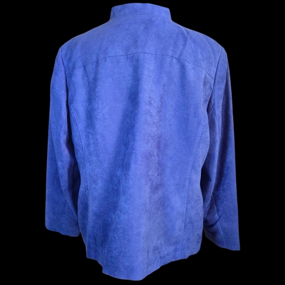 TanJay Women's Blue Bomber Suede Feel Jacket Size 16P - Picture 2 of 8